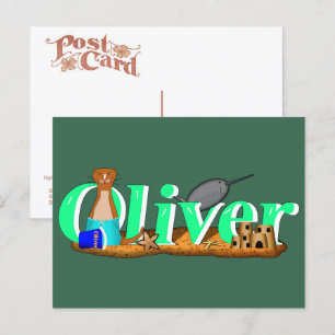 Oliver der Otter am Strand Postkarte