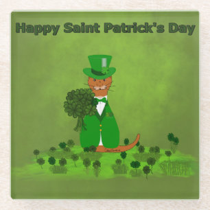 Oliver der Otter pflückt Shamrocks- Sankt Patrick Glasuntersetzer