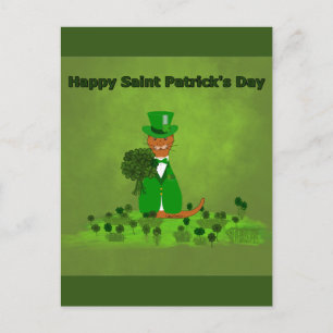 Oliver der Otter pflückt Shamrocks- Sankt Patrick Postkarte