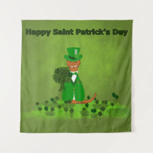 Oliver der Otter pflückt Shamrocks- Sankt Patrick Wandteppich