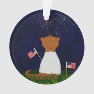 Oliver der Otter schaut Feuerwerk Ornament