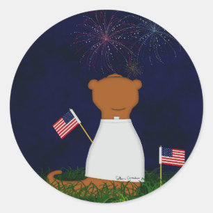 Oliver der Otter schaut Feuerwerk Runder Aufkleber