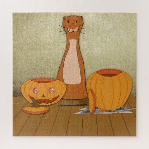 Oliver der Otter schnitzt einen Kürbis Puzzle