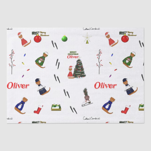 Oliver Der Otter Weihnachten Zufallsmuster Seidenpapier (Vorderseite)
