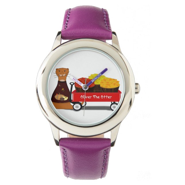 Oliver der Otter wird Herbstfertig Armbanduhr (Vorderseite)