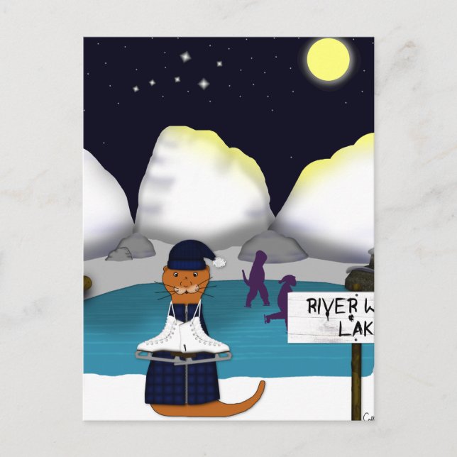 Oliver Die Otter-Skate am Fluss Postkarte (Vorderseite)