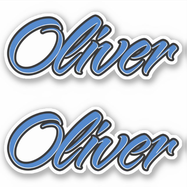 Oliver Name blue Aufkleber Sticker Stickerset (Vorderseite)