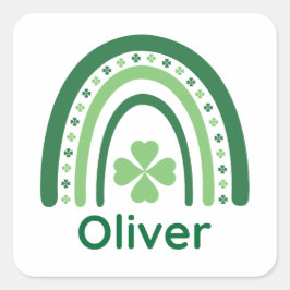 Oliver Name Clover Boho Rainbow Quadratischer Aufkleber