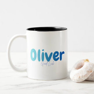 Oliver Name Geschenk - Viel Glück - Personalisiert Zweifarbige Tasse
