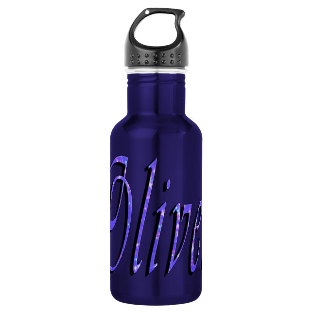 Oliver, Name, Logo, Boy Blue wiederverwendbare Was Trinkflasche (Vorderseite)