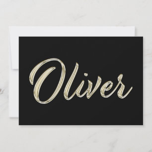 Oliver Name white gold Handwriting Karte