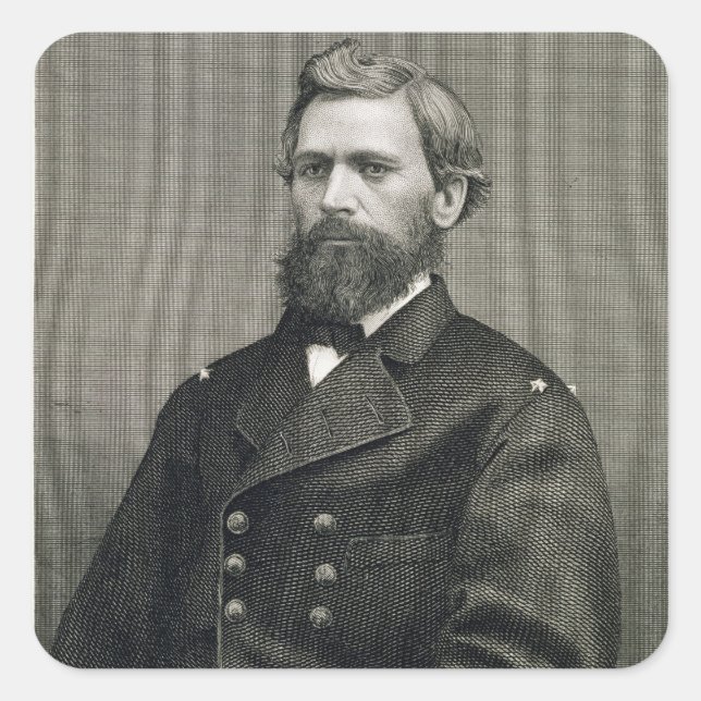 Oliver Otis Howard (1830-1909), Gravur von Robert Quadratischer Aufkleber (Vorderseite)