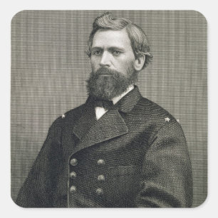 Oliver Otis Howard (1830-1909), Gravur von Robert Quadratischer Aufkleber