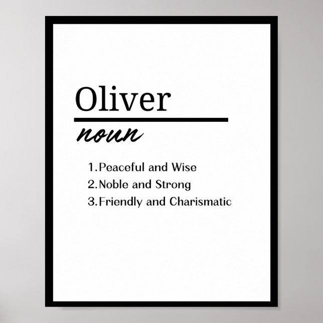 Oliver, Personalisierter Name Definition für Junge Poster (Vorne)