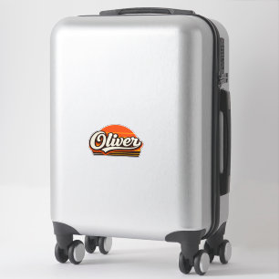 Oliver Retro Sonnenuntergang Personalisiertes Name Aufkleber