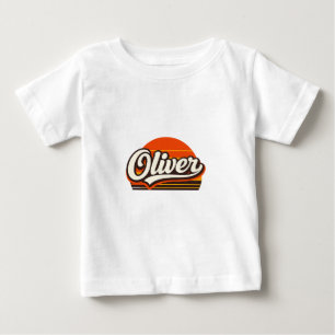 Oliver Retro Sonnenuntergang Personalisiertes Name Baby T-shirt
