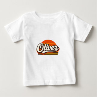 Oliver Retro Sonnenuntergang Personalisiertes Name Baby T-shirt