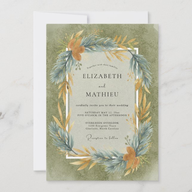 Oliver Schiefer Blatt Hochzeit Einladung (Vorderseite)