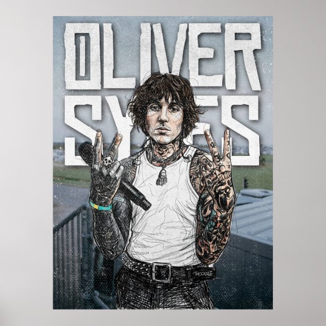 Oliver Sykes Illustration – Rock Star Portrait Art Poster (Vorne)