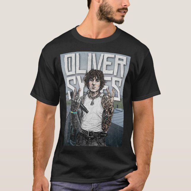 Oliver Sykes Illustration – Rock Star Portrait T-Shirt (Vorderseite)
