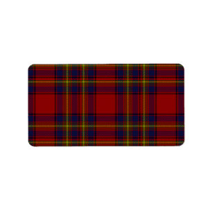 Oliver Tartan rot gelb blau kariert Adressaufkleber