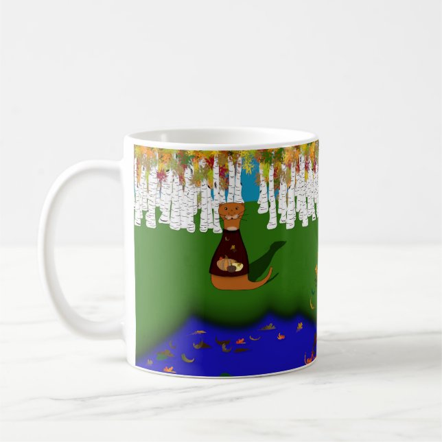 Oliver The Otter at River Wolf Lake in Autumn Kaffeetasse (Links)