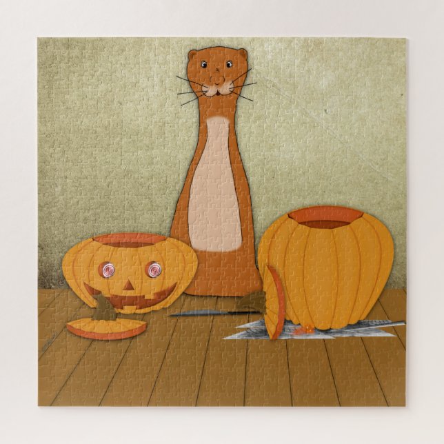 Oliver The Otter Carves a Pumpkin Puzzle (Vertikal)