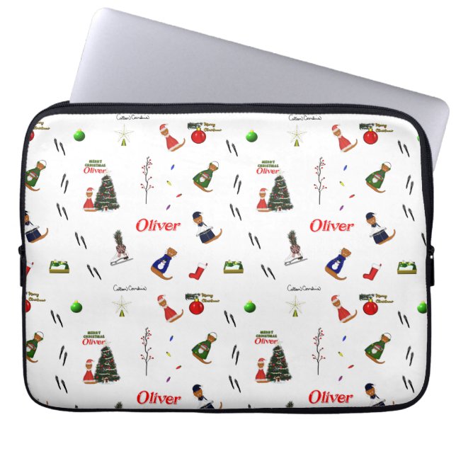 Oliver The Otter Christmas Random Pattern Laptopschutzhülle (Vorderseite)