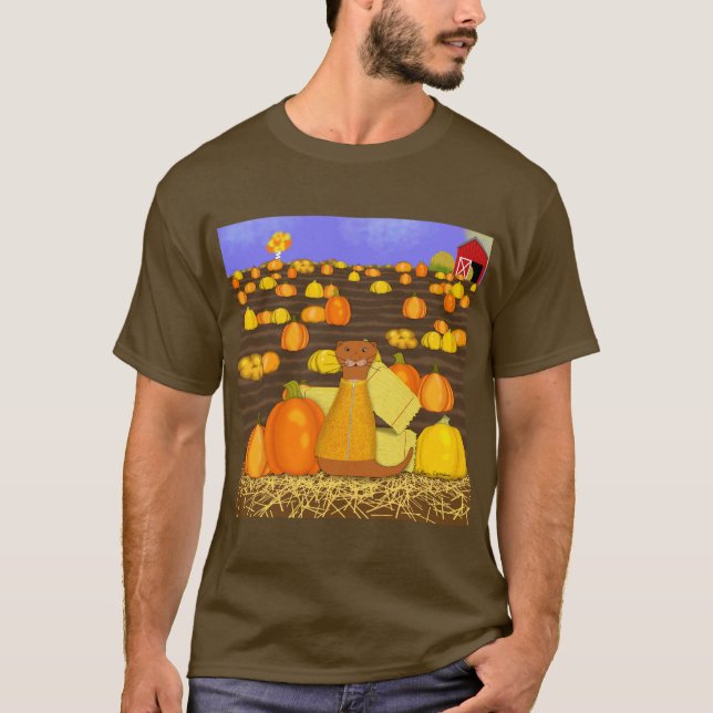 Oliver The Otter Picks a Pumpkin T-Shirt (Vorderseite)