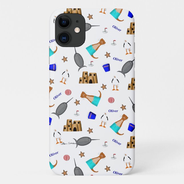Oliver The Otter Summer Beach Vacation Pattern Case-Mate iPhone Hülle (Rückseite)