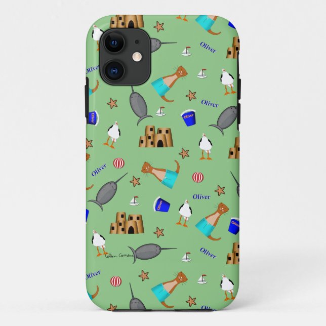 Oliver The Otter Summer Beach Vacation Pattern Case-Mate iPhone Hülle (Rückseite)