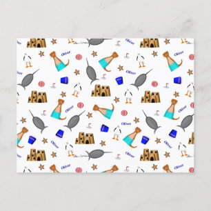 Oliver The Otter Summer Beach Vacation Pattern Feiertagspostkarte