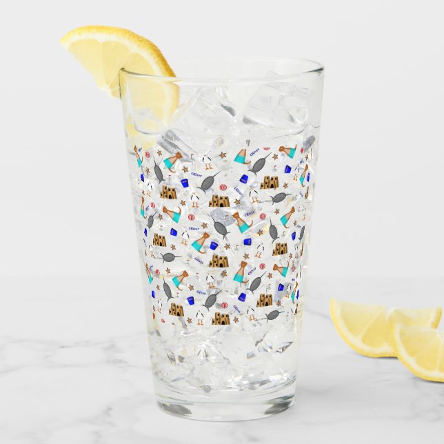 Oliver The Otter Summer Beach Vacation Pattern Glas (Vorderseite Ice)