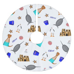 Oliver The Otter Summer Beach Vacation Pattern Polyester Weihnachtsbaumdecke