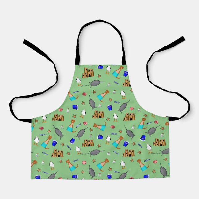 Oliver The Otter Summer Beach Vacation Pattern Schürze (Vorderseite)