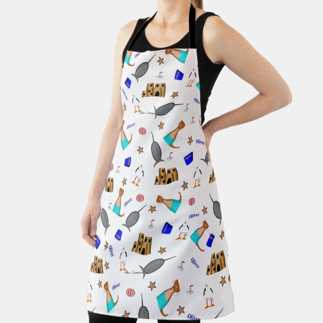 Oliver The Otter Summer Beach Vacation Pattern Schürze (InSitu)