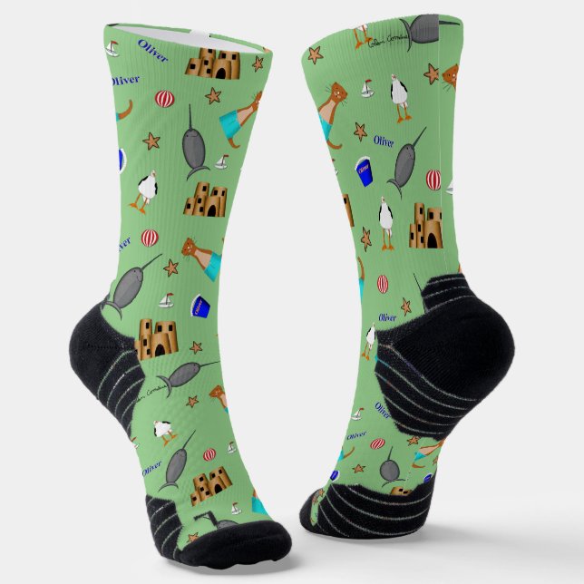 Oliver The Otter Summer Beach Vacation Pattern Socken (Gewinkelt)