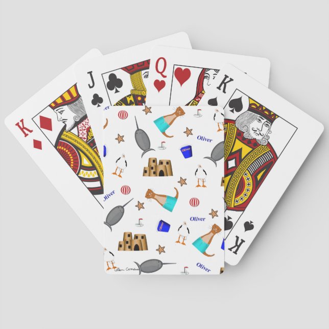 Oliver The Otter Summer Beach Vacation Pattern Spielkarten (Rückseite)