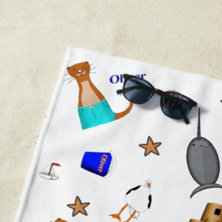 Oliver The Otter Summer Beach Vacation Pattern Strandtuch