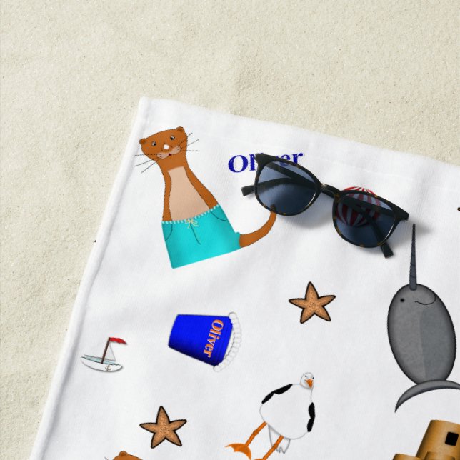 Oliver The Otter Summer Beach Vacation Pattern Strandtuch (Beispiel)