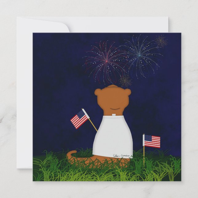 Oliver The Otter Watching Fireworks Einladung (Vorderseite)