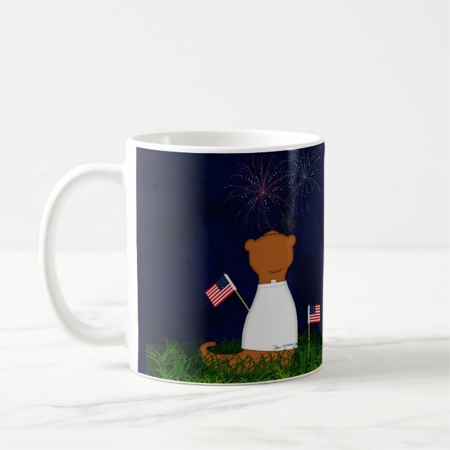 Oliver The Otter Watching Fireworks Kaffeetasse (Links)
