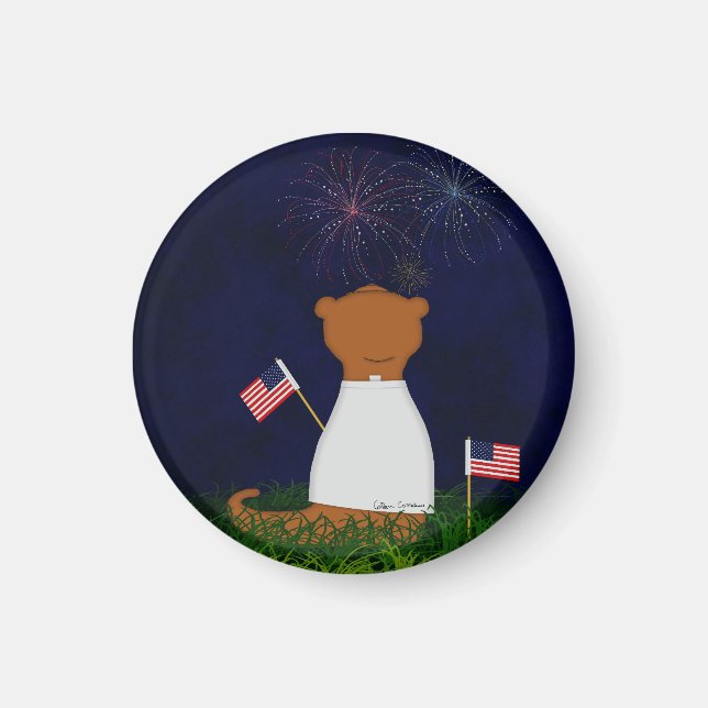Oliver The Otter Watching Fireworks Magnet (Vorne)