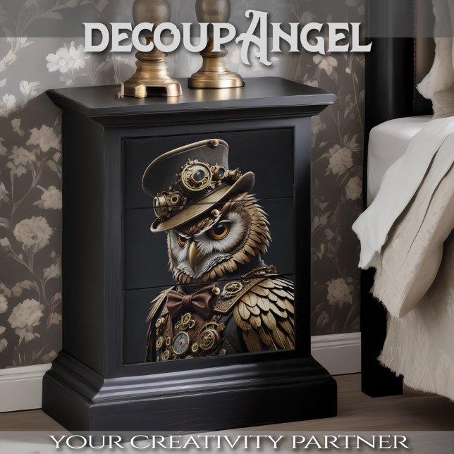 Oliver the Steampunk Owl - Decoupage - Seidenpapier (Von Creator hochgeladen)