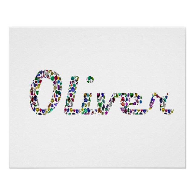 Oliver Typografie mit farbenprächtigem Muster Poster (Vorderseite)