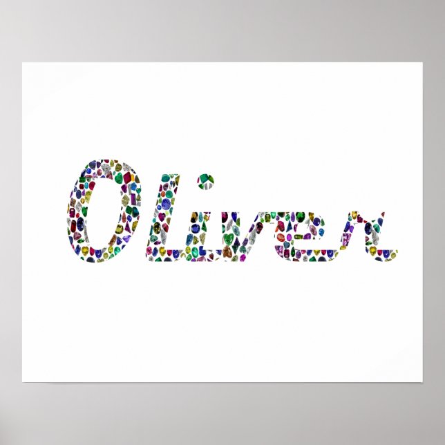Oliver Typografie mit farbenprächtigem Muster Poster (Vorne)