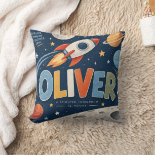 Oliver Weltraum-Raketen-Kinder-Wurfkissen Kissen