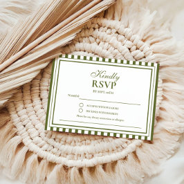 Olivergrün gestreifte alte Geld-Hochzeitseinladung RSVP Karte