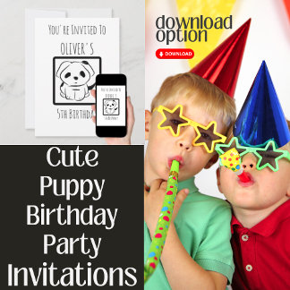 Oliver's 5. Geburtstagsparty Puppy Einladung