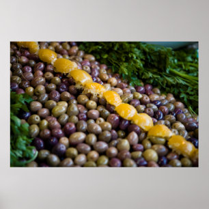 Olives Displayed At Market Poster